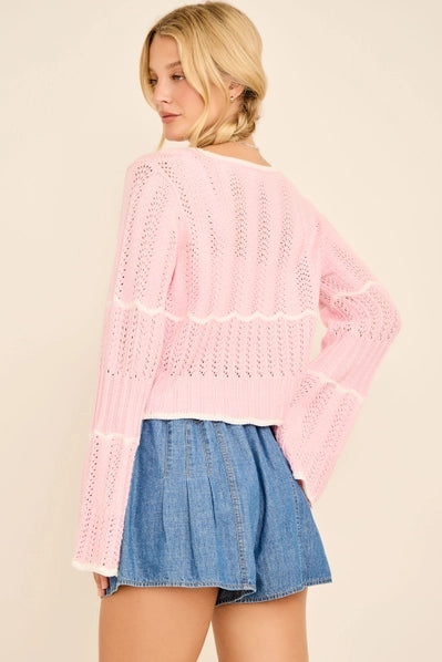 Tie Closer Pointelle Cardigan