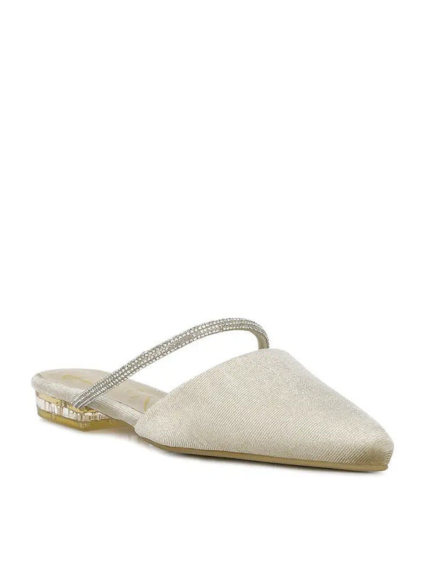 Turnon Velvet Diamante Detail Flat Mules