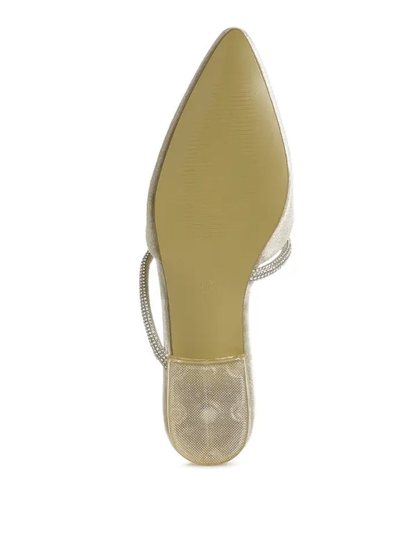 Turnon Velvet Diamante Detail Flat Mules