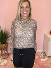 Latte Leopard Mesh Top