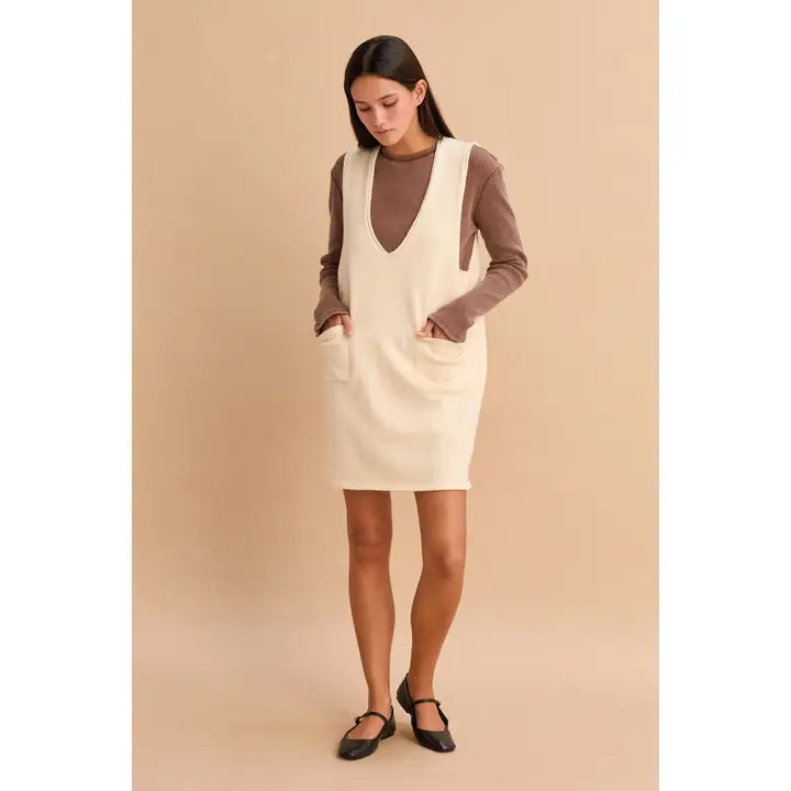 V-Neck Sleeveless Knit Mini Dress - 2 Colors