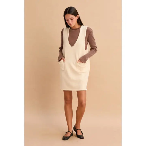 V-Neck Sleeveless Knit Mini Dress - 2 Colors