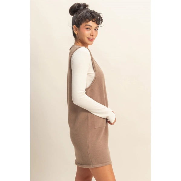 V-Neck Sleeveless Knit Mini Dress - 2 Colors