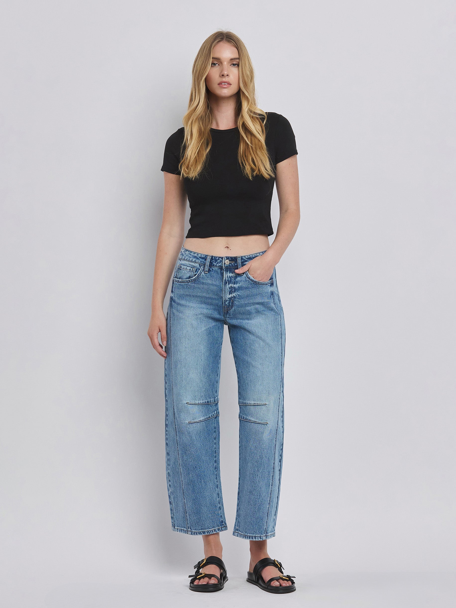 High Rise Barrel Leg Jeans Vervet
