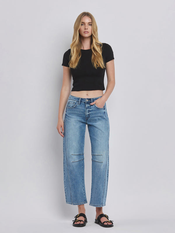 High Rise Barrel Leg Jeans Vervet