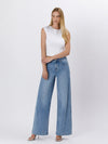 High Rise Seam Detail Palazzo Jeans Vervet