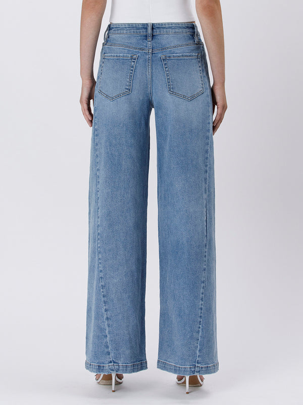 High Rise Seam Detail Palazzo Jeans Vervet