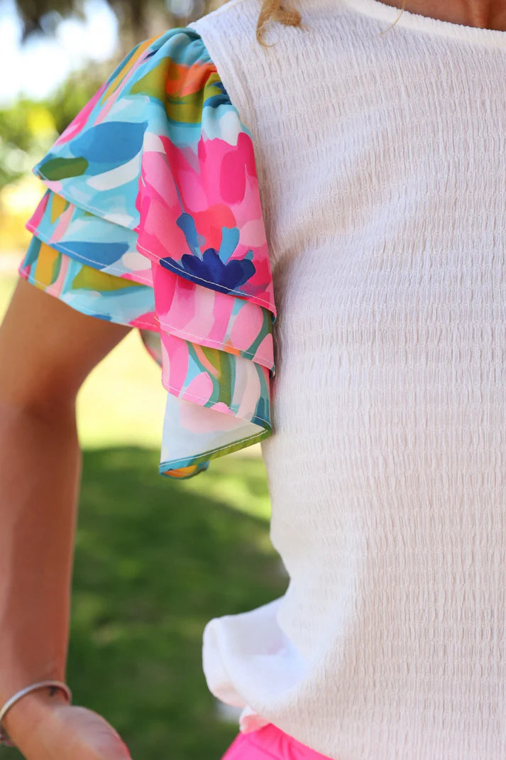 Wander The Town Flutter Sleeve Top