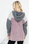 Washed Color Block Hooded Shacket