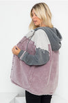 Washed Color Block Hooded Shacket