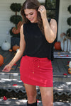 Well Loved Ribbed Skort, Red