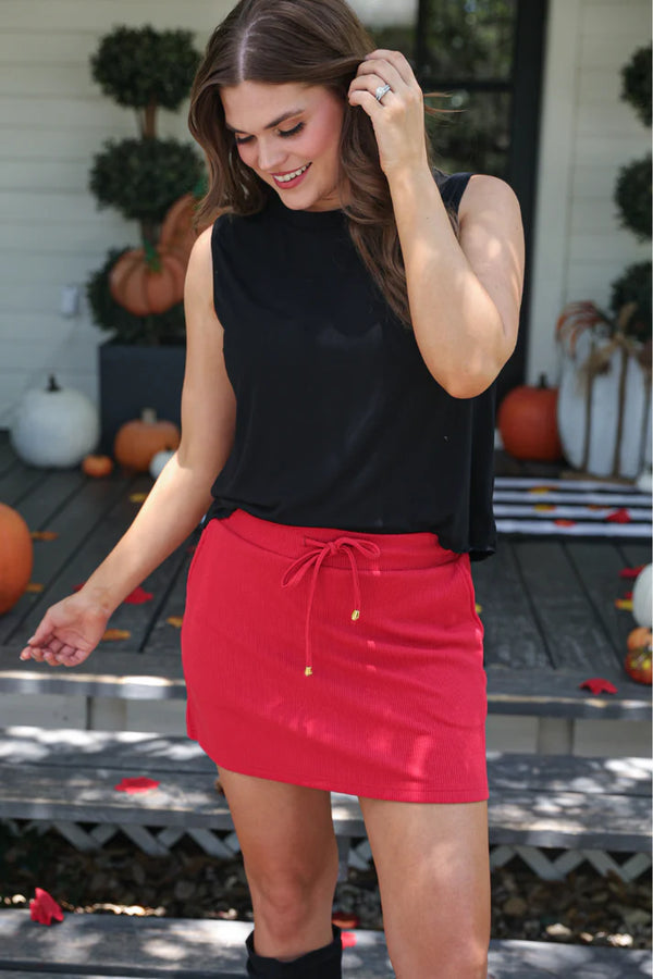 Well Loved Ribbed Skort, Red