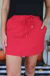 Well Loved Ribbed Skort, Red