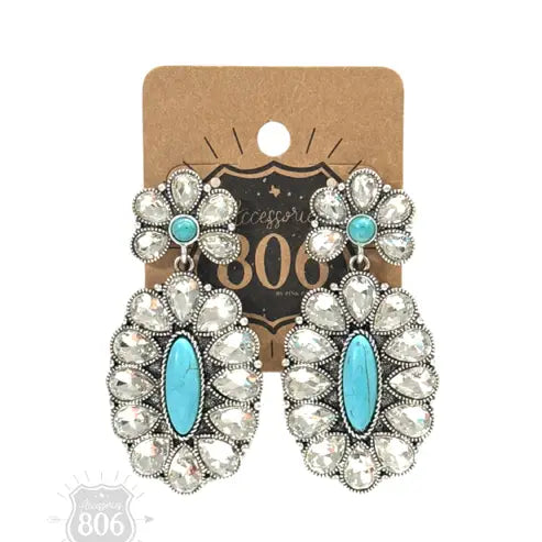 Western Rhinestone Concho Earring