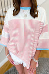 White Stripe Patchwork Bracelet Sleeve Curvy Fit