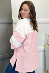 White Stripe Patchwork Bracelet Sleeve Curvy Fit