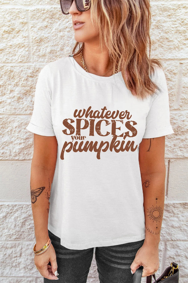 Whatever Spices Your Pumpkin Graphic Tee White