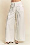 Wide Opening Adjustable Mid High Waist Denim Pants