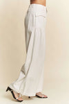 Wide Opening Adjustable Mid High Waist Denim Pants
