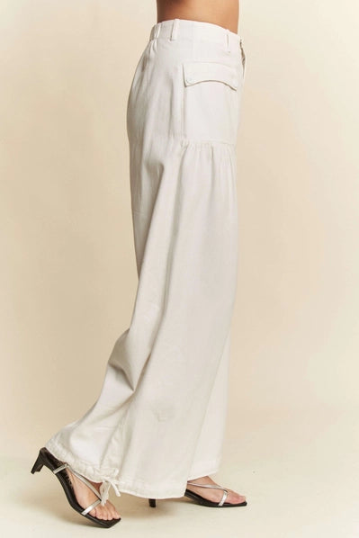 Wide Opening Adjustable Mid High Waist Denim Pants