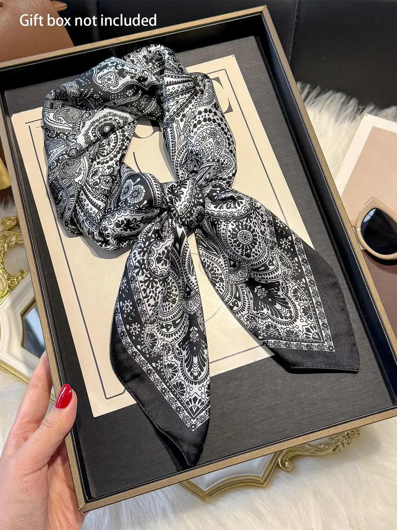 Paisley Print Square Scarf Black
