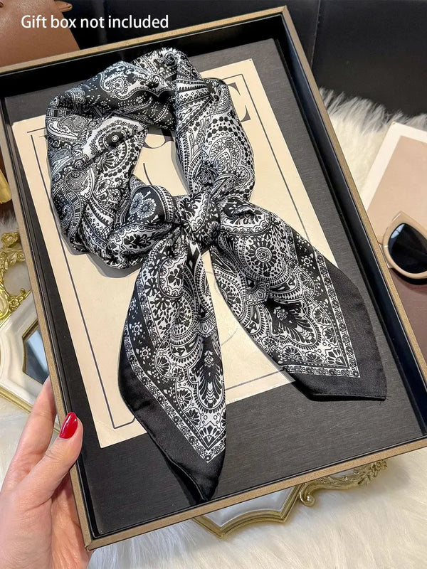 Paisley Print Square Scarf Black