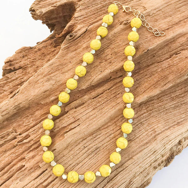 Studded Gemstone Necklace | Yellow