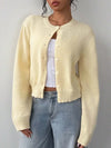 Yellow Long Sleeved Knitted Cardigan Sweater