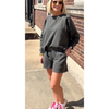 Zenana Short Set - Long Sleeved Pullover Top with Shorts - 3 Colors