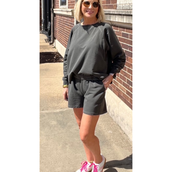 Zenana Short Set - Long Sleeved Pullover Top with Shorts - 3 Colors