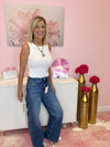 High Waist Wide Leg Straight Denim Jeans