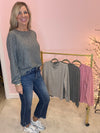 Soft Melange Hacci Round Neck Long Slv Tee