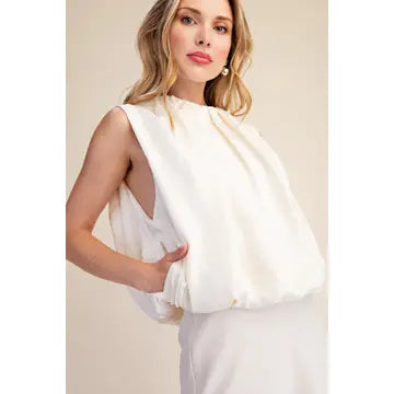 Sleeveless Pleated Balloon Top