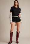 Black Zebra Print Belt with Rectangular Buckle