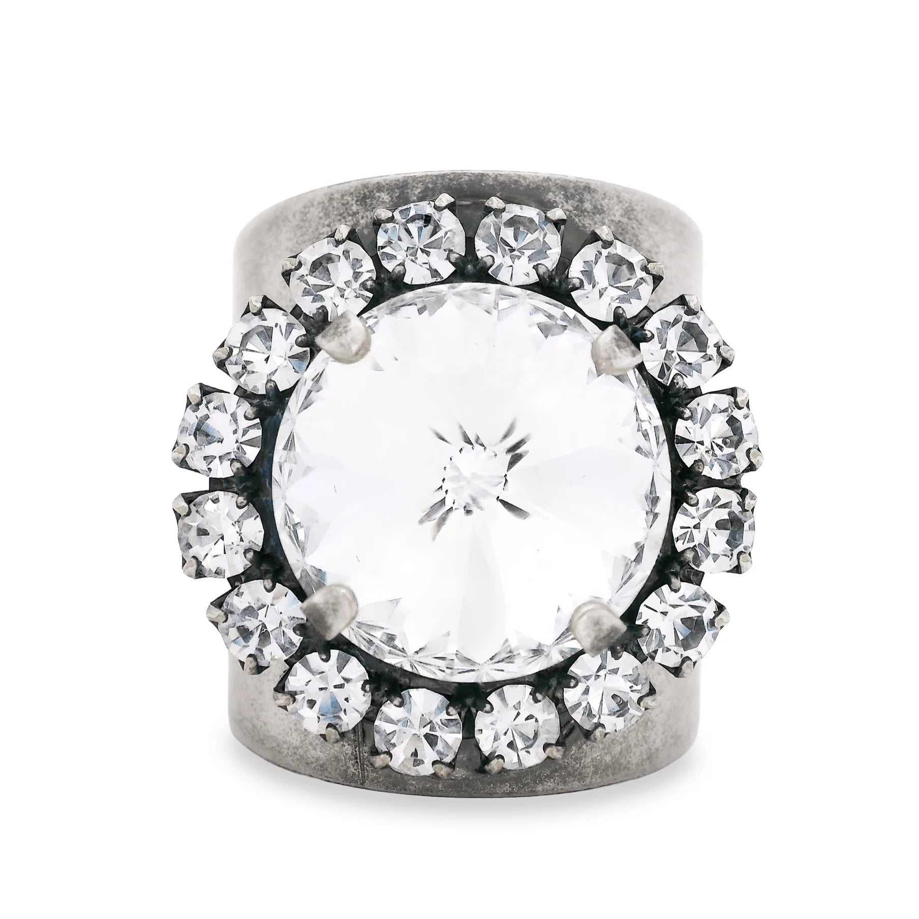 TOVA - Jacci Ring in Antique Silver / Clear