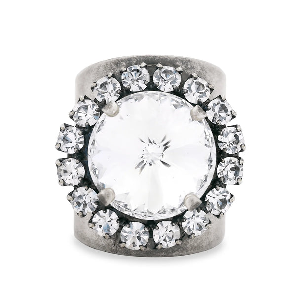 TOVA - Jacci Ring in Antique Silver / Clear