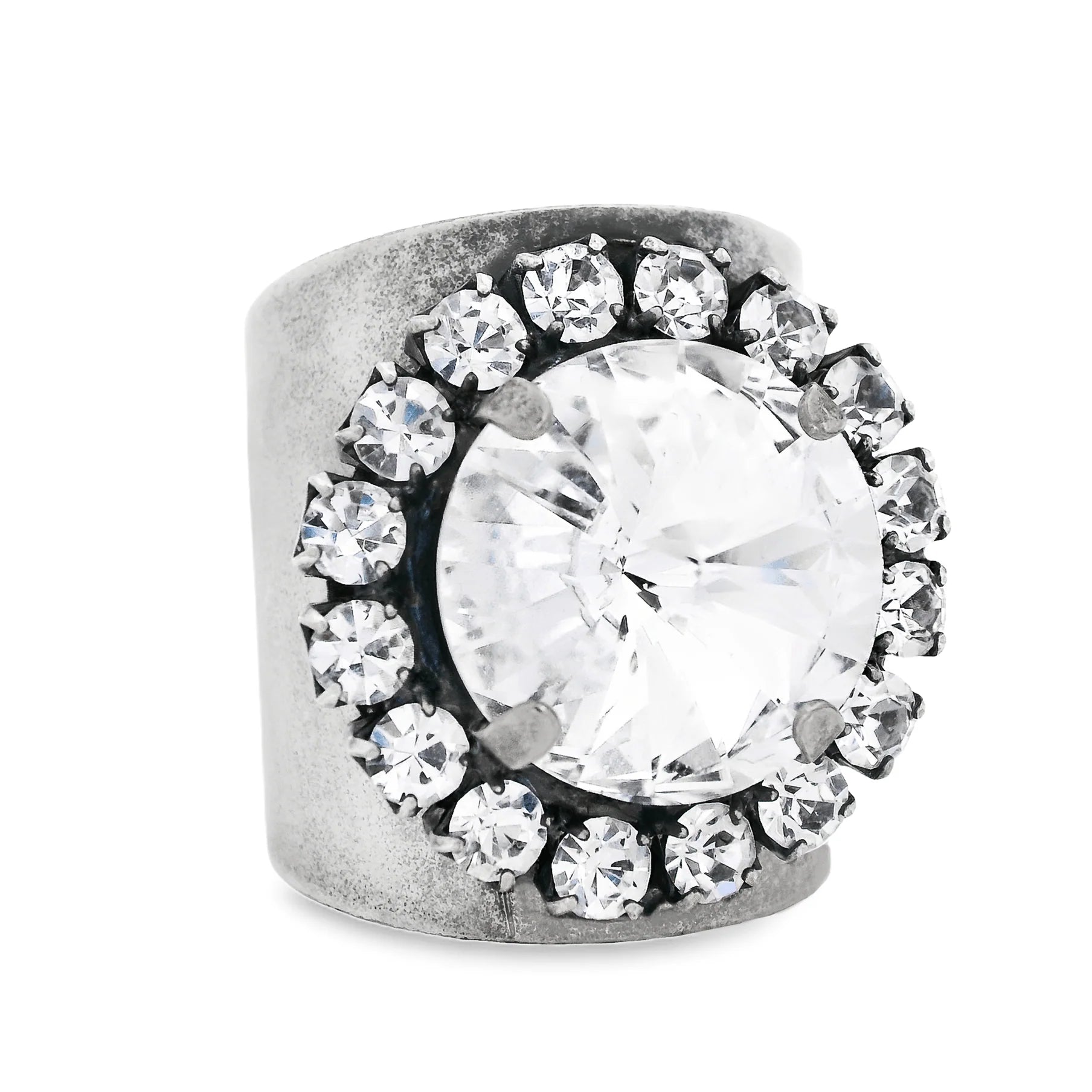 TOVA - Jacci Ring in Antique Silver / Clear