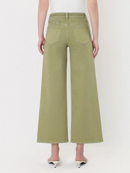 Eucalyptus Breeze Cropped Wide Leg Jean