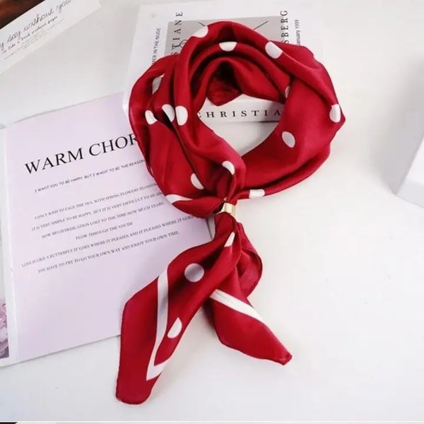 Polka Dot Border Square Silk Scarf