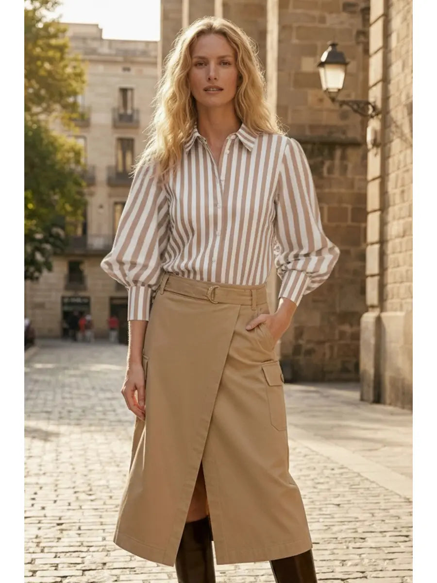 Stripe Me Happy Top, Taupe
