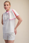 Pink Trimmed Bow Top