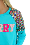 MERRY Turquoise Sweatshirt