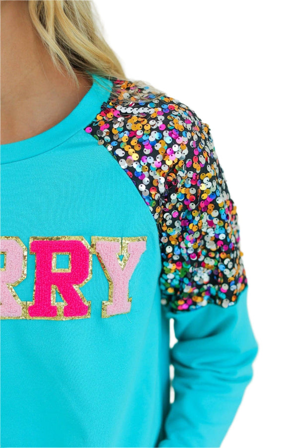 MERRY Turquoise Sweatshirt