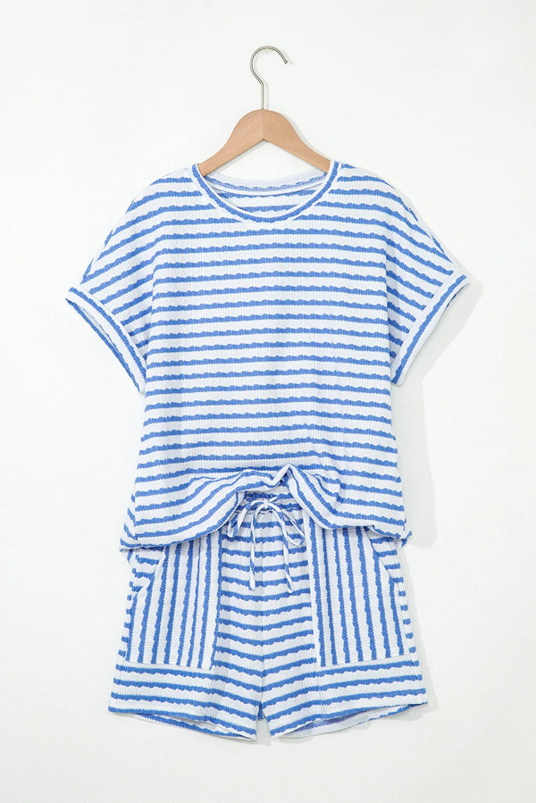 Blush Breeze Knit Lounge Set, Blue