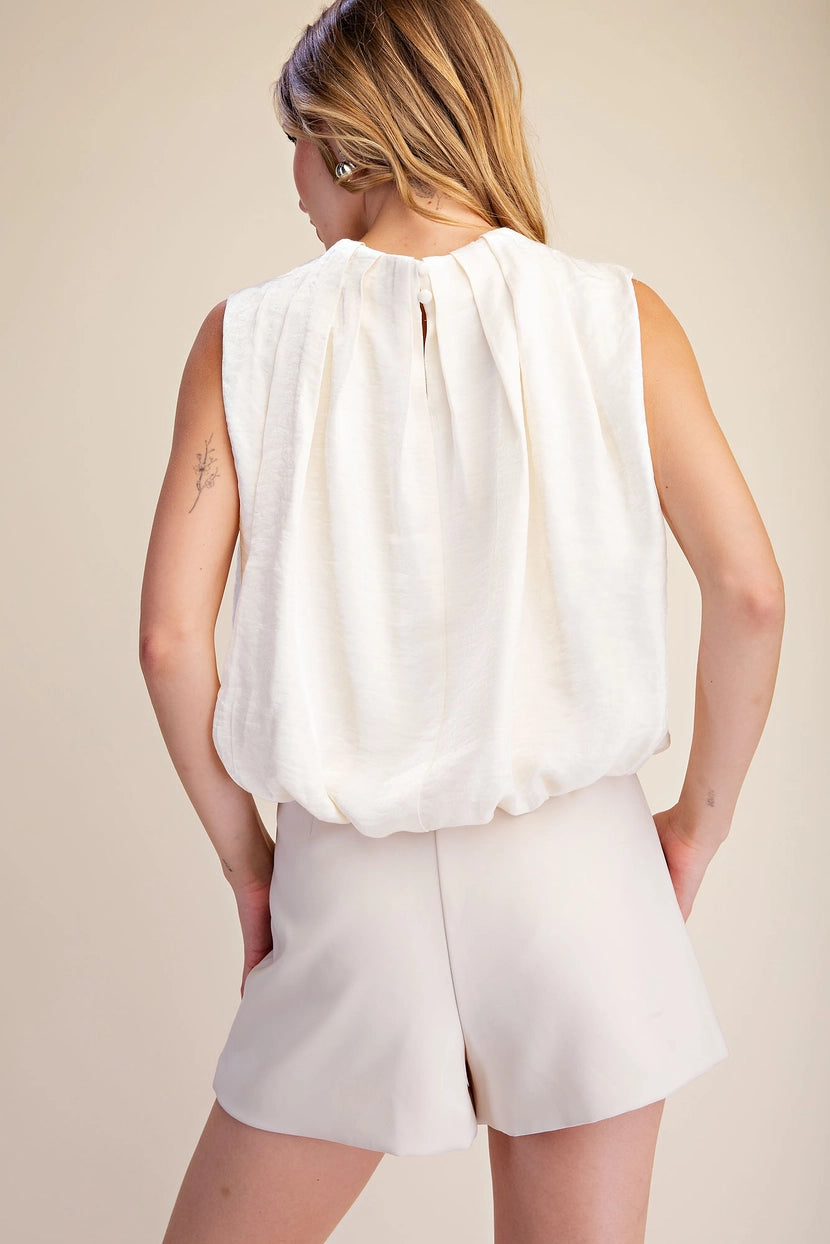 Sleeveless Pleated Balloon Top