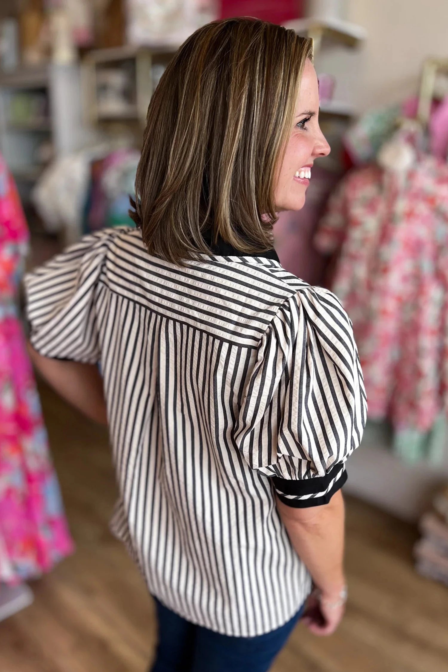 The Sweet & Simple Stripe Blouse, Black