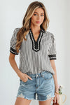 The Sweet & Simple Stripe Blouse, Black