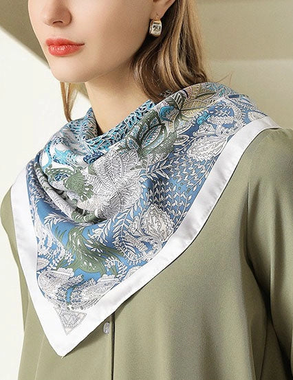 Elegant Print Square Satin Scarf