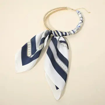 Fabric Scarf Bubble Chain Necklace, Blue