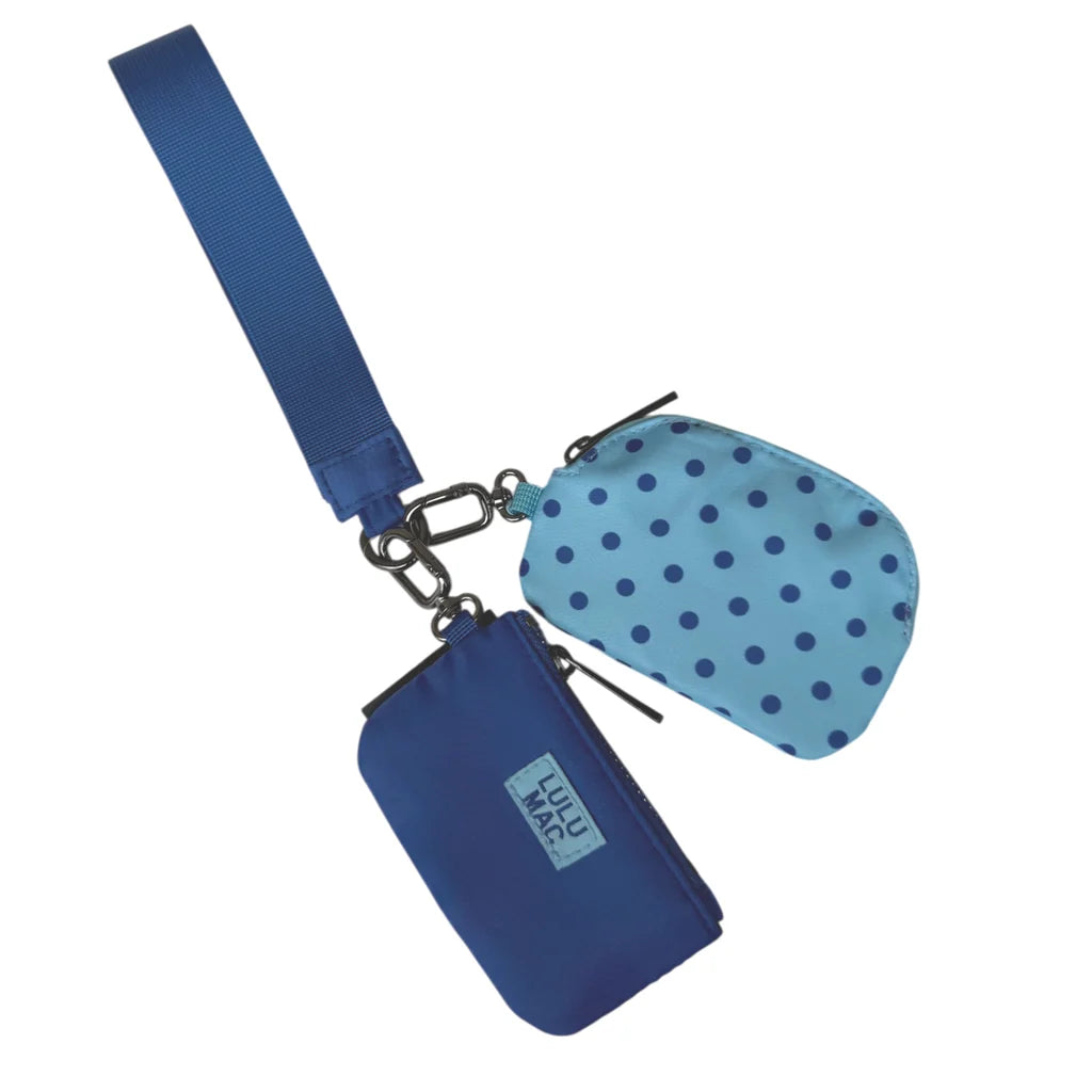 LULU MAC Blue Dot Double Pouch Wristlets